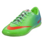 Nike Mercurial Victory IV IC KIDS Shoes (Neo Lime/Metallic Silver/Polarized Blue/Total Crimson)