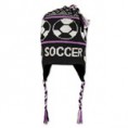 Fleece Lined Soccer Knit Hat (Black/Pink)